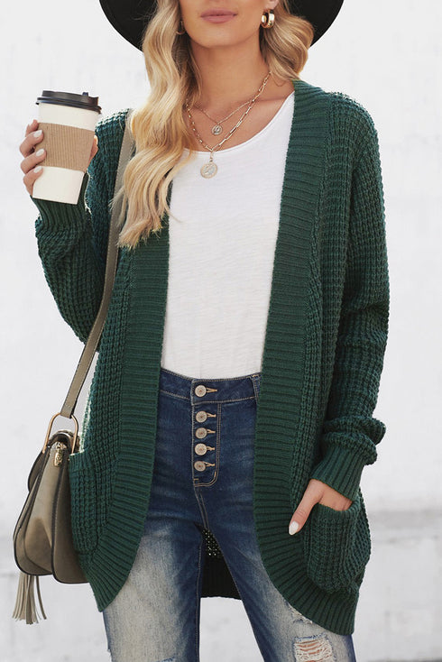 Pocket Knitted Solid Color Cardigan